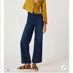 Pilcro Anthropologie The Skipper High Rise Wide Leg Jeans Dark Wash Size 27